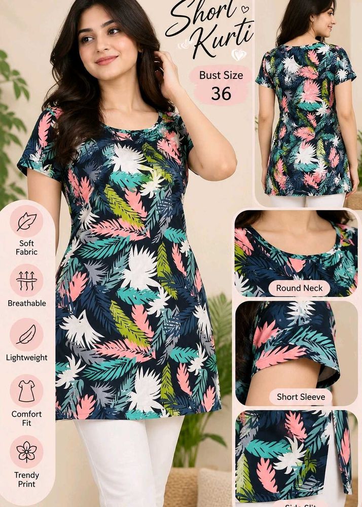Stylish Short Kurti with Tropical Print
