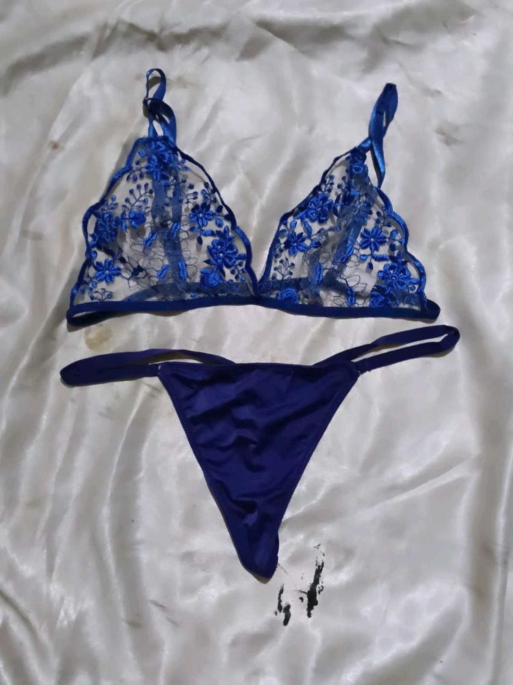 Blue Lace Lingerie Set