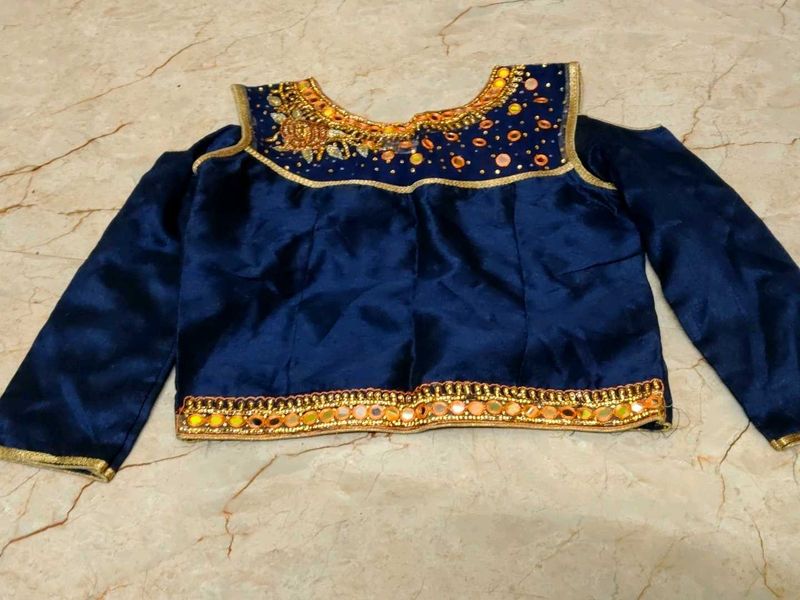 Exquisite Navy Blue Embroidered Blouse