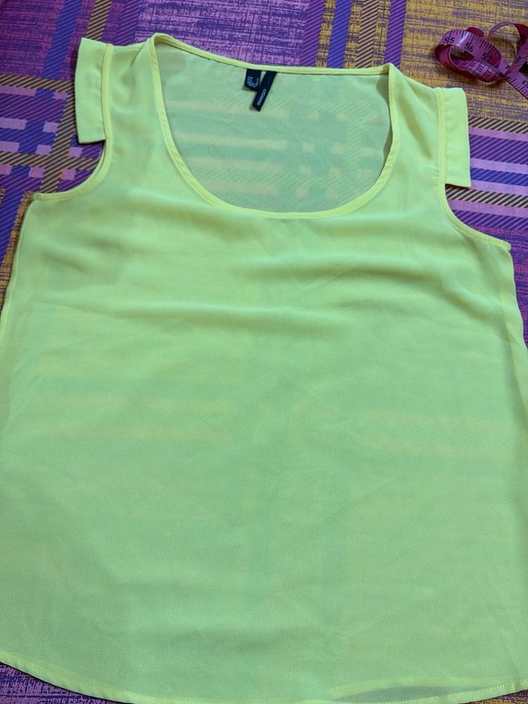 Light Yellow Sleeveless Sheer Top