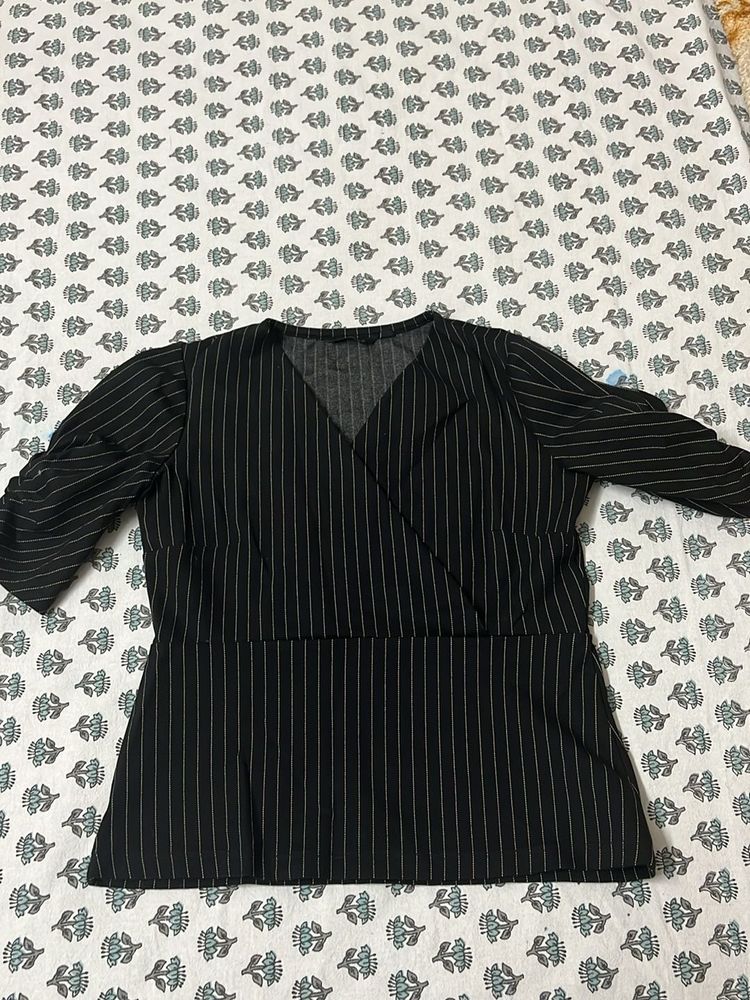 Pinstripe Wrap formal top