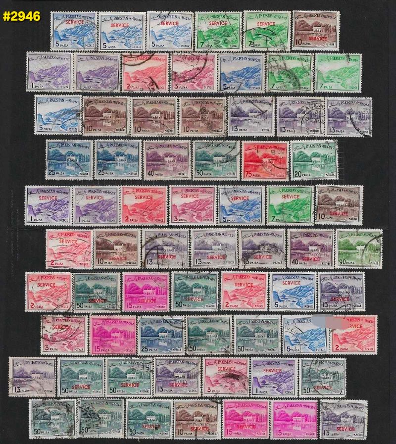 (1950s) 68 PAKISTAN stamps on album page