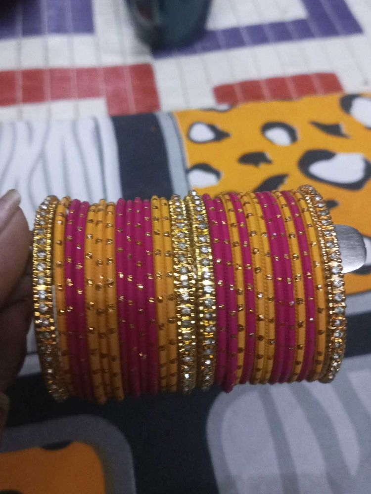 Pink &amp; Yellow Bangle Set