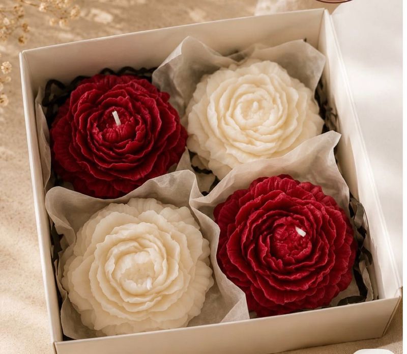Set of 4 Rose Scented Candles
