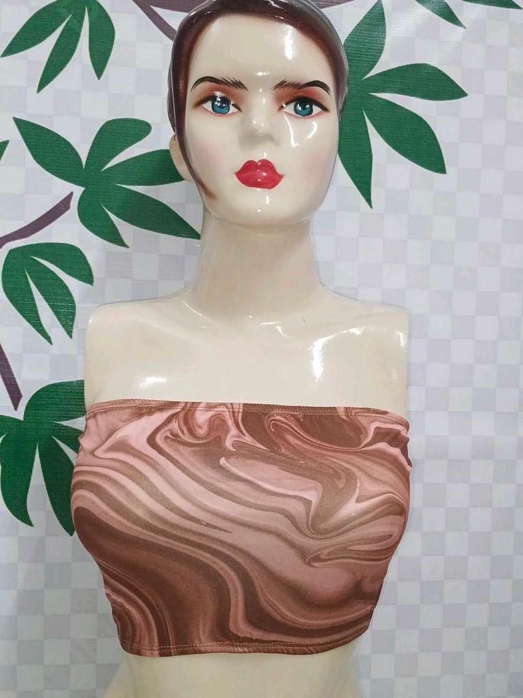 (800)Brown Marble Tube Top