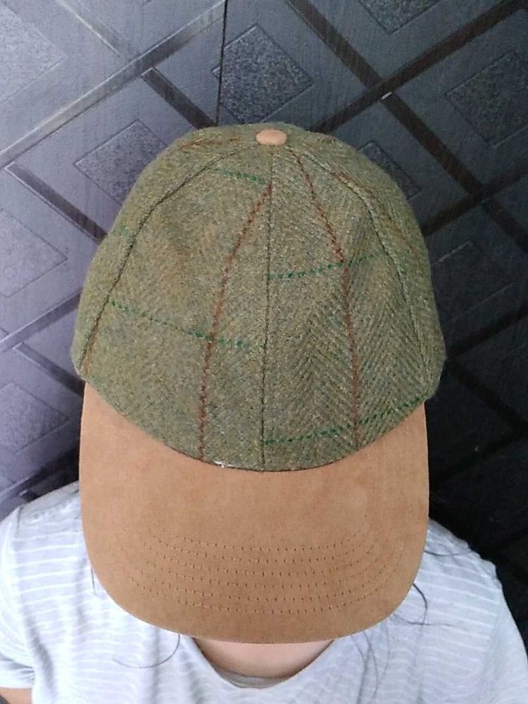 Tweed Baseball Cap with Suede Brim
