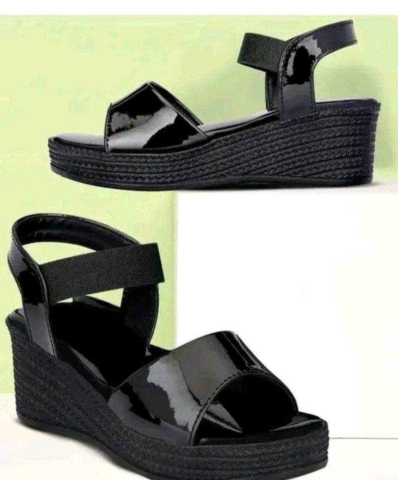 Black Wedge Sandals