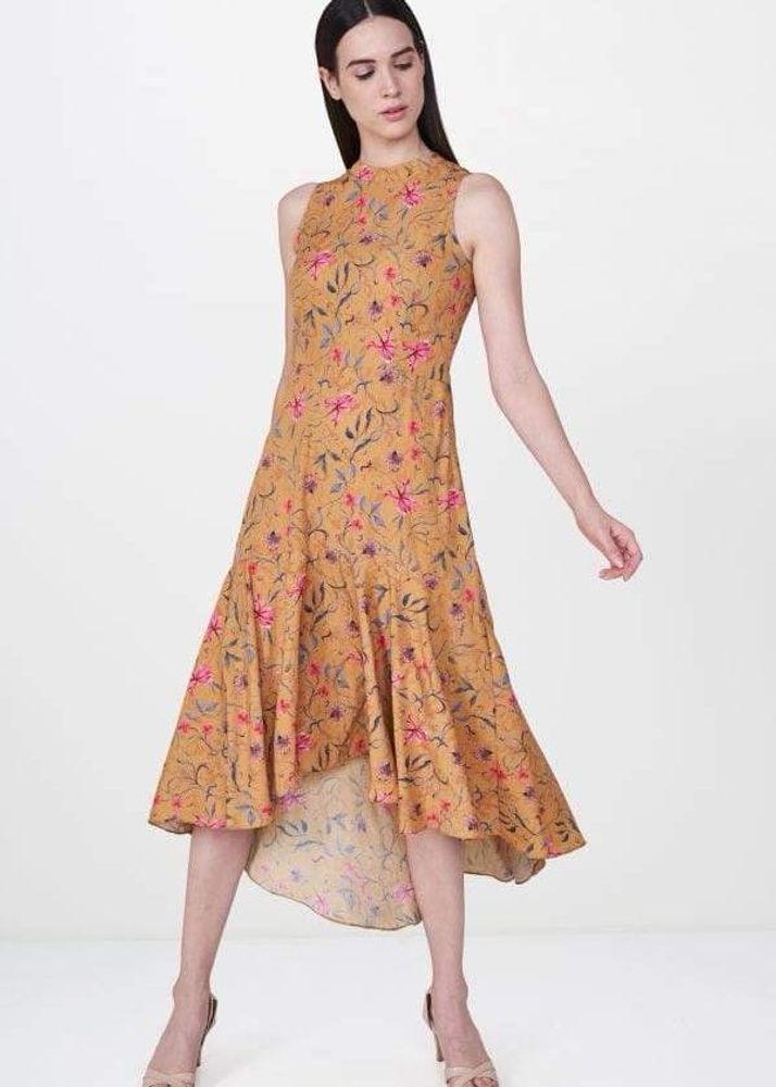 floral high low midi dress