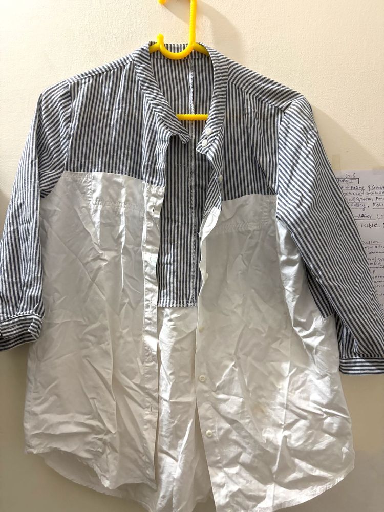 Striped &amp; White Panel Shirt