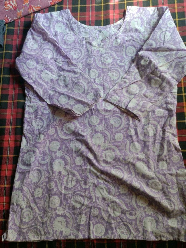 Purple Floral Print Kurta