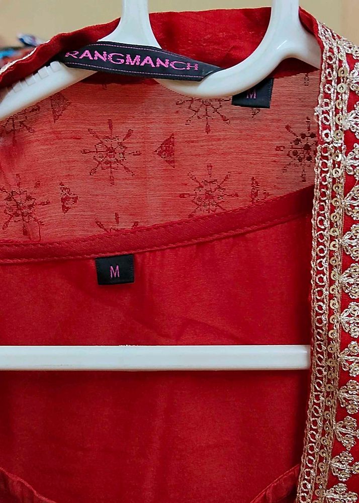 Rangmanch Red Kurta Set with Embellishments