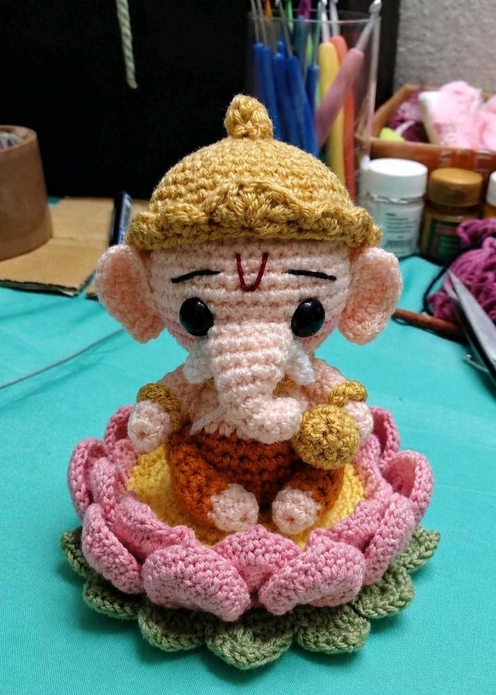 Handmade Crochet Ganesha Figurine