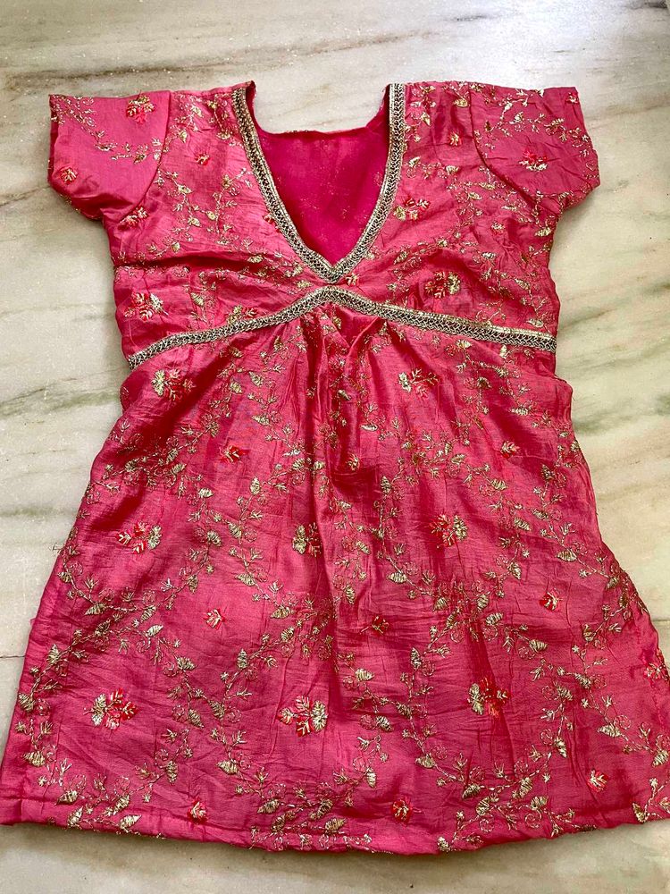 pink y2k corset back kurti