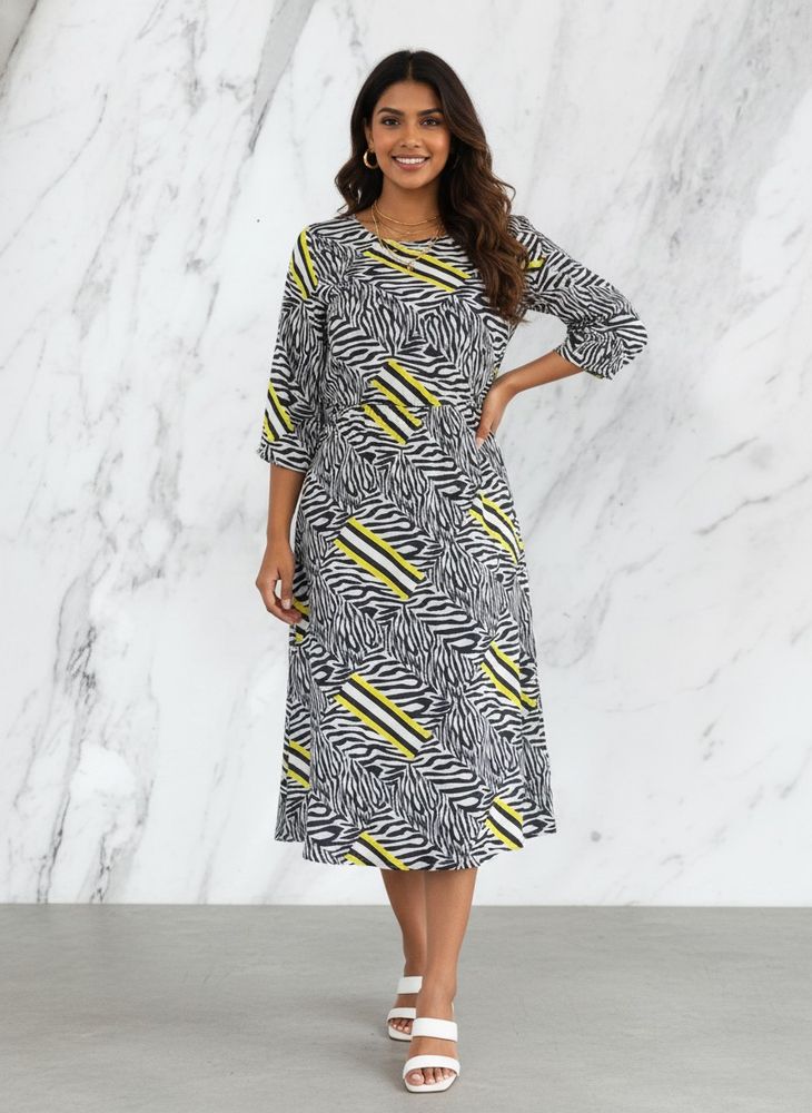 Stylish Zebra Print Midi Dress