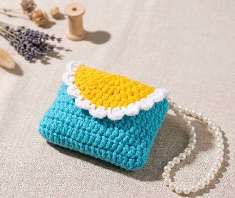 Handmade Crochet Clutch Bag with Pearls