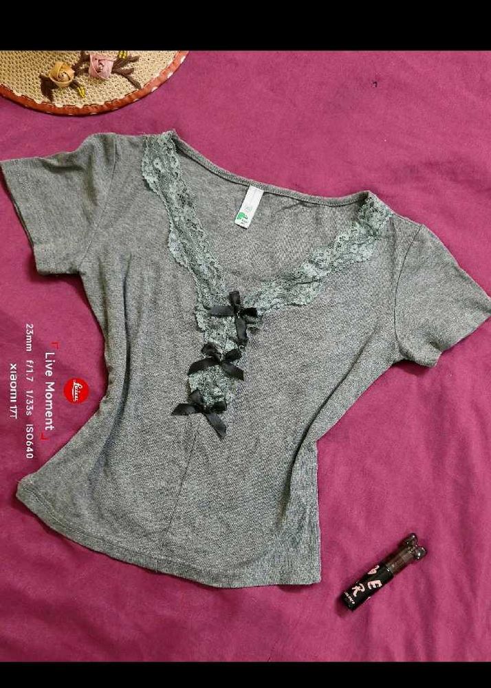 cute lace bow top
