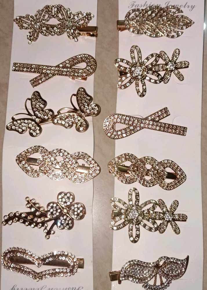 Sparkling Rhinestone Hair Clips Set