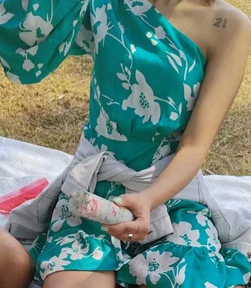 Chic Floral Print One-Shoulder Dress