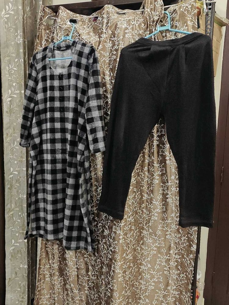 Plaid Top &amp; Black Pants Set