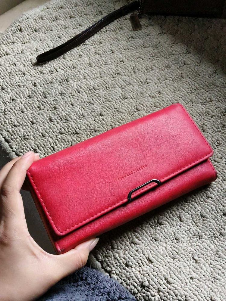 Chic Red Clutch Wallet