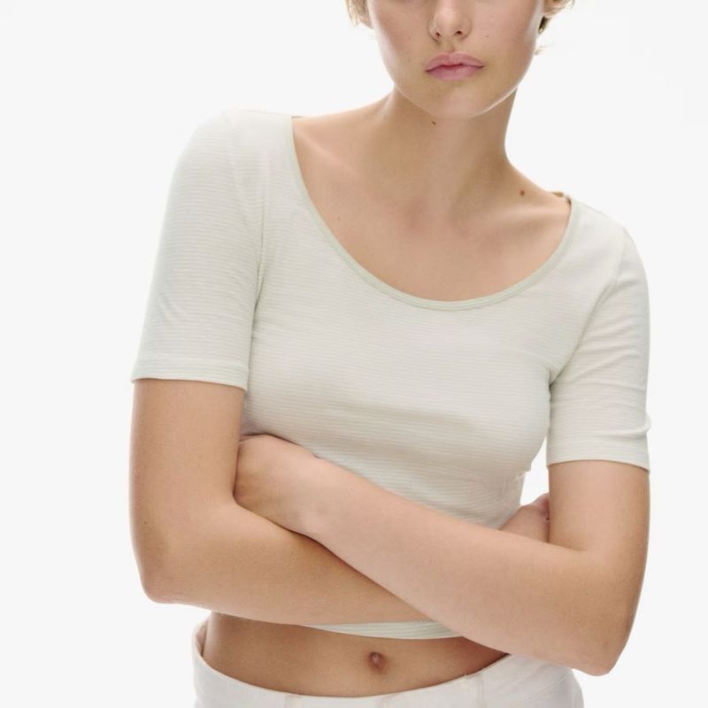 H&amp;M Cropped Short Sleeve Top