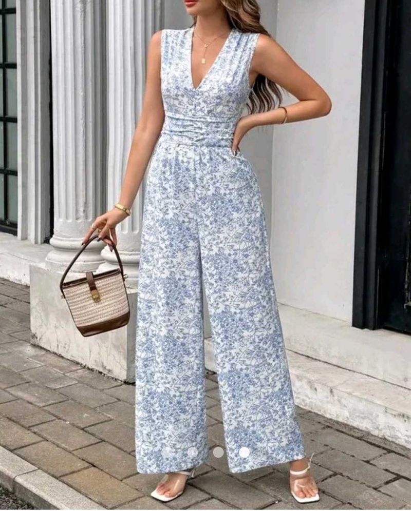 Blue Floral Sleeveless Dress