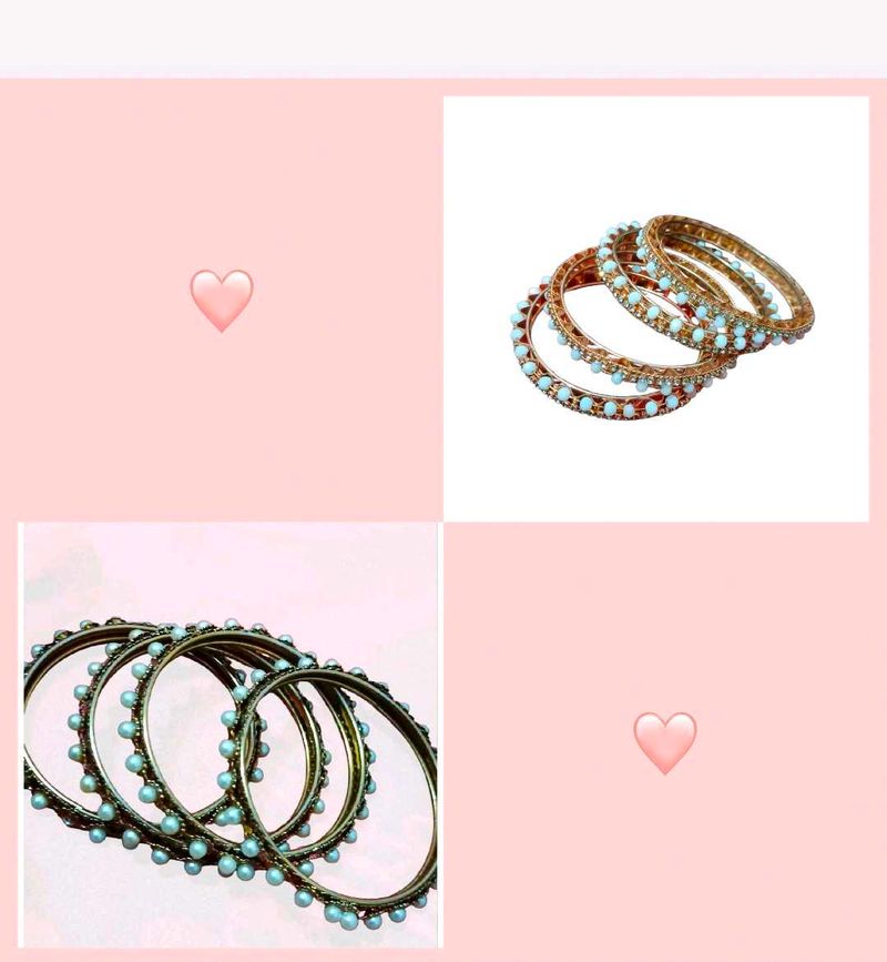 combo Elegant Pearl &amp; Stone Bangles