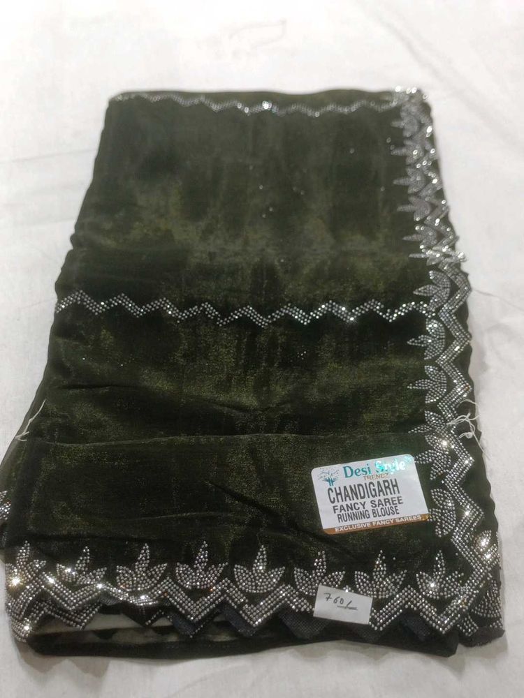 Designer Velvet Saree with Embellishments