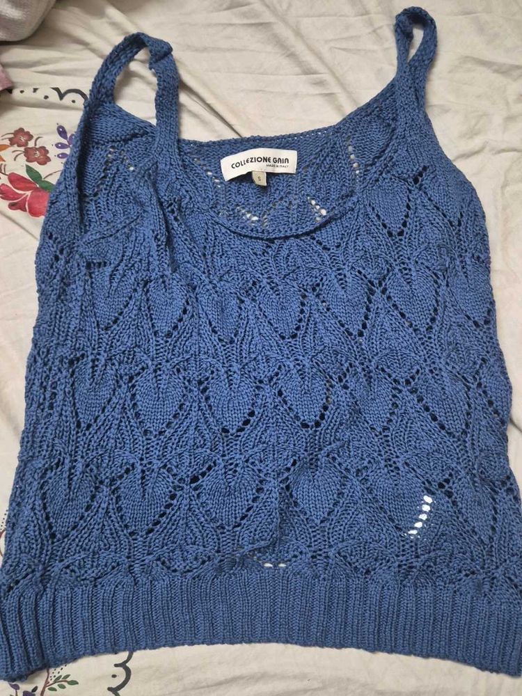 Blue Knit Tank Top
