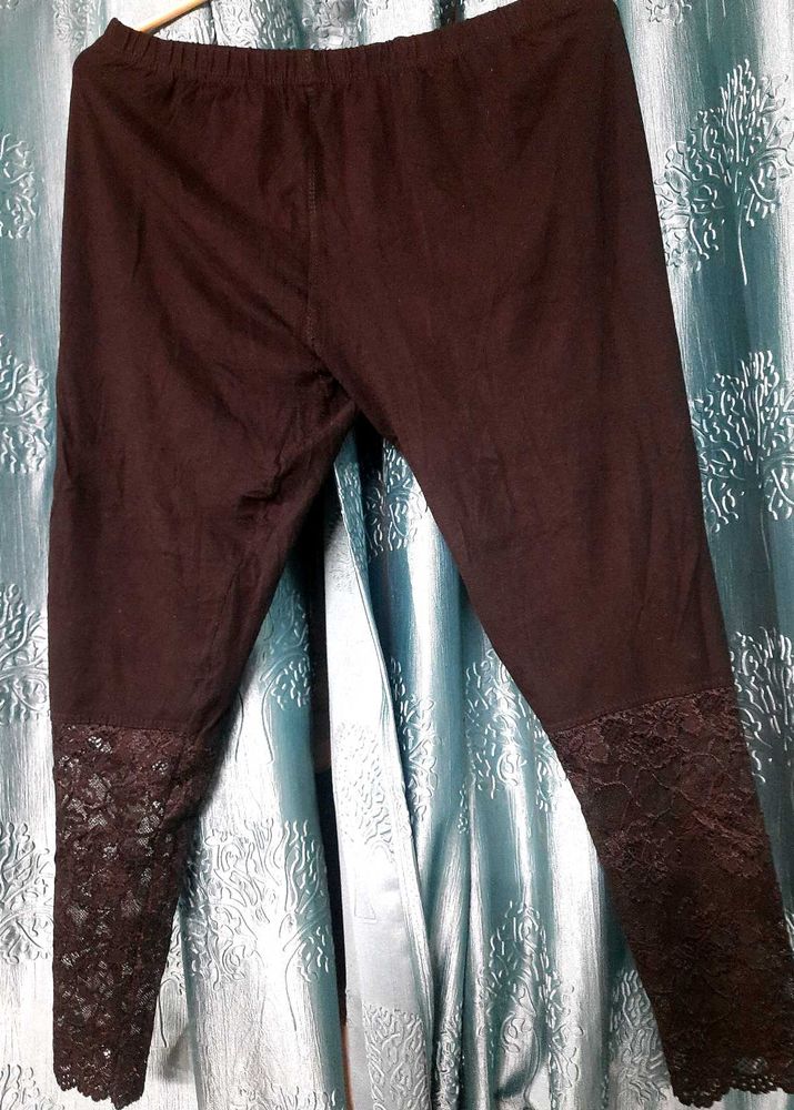 Net Embroidered Black Leggings L Or Xl Size