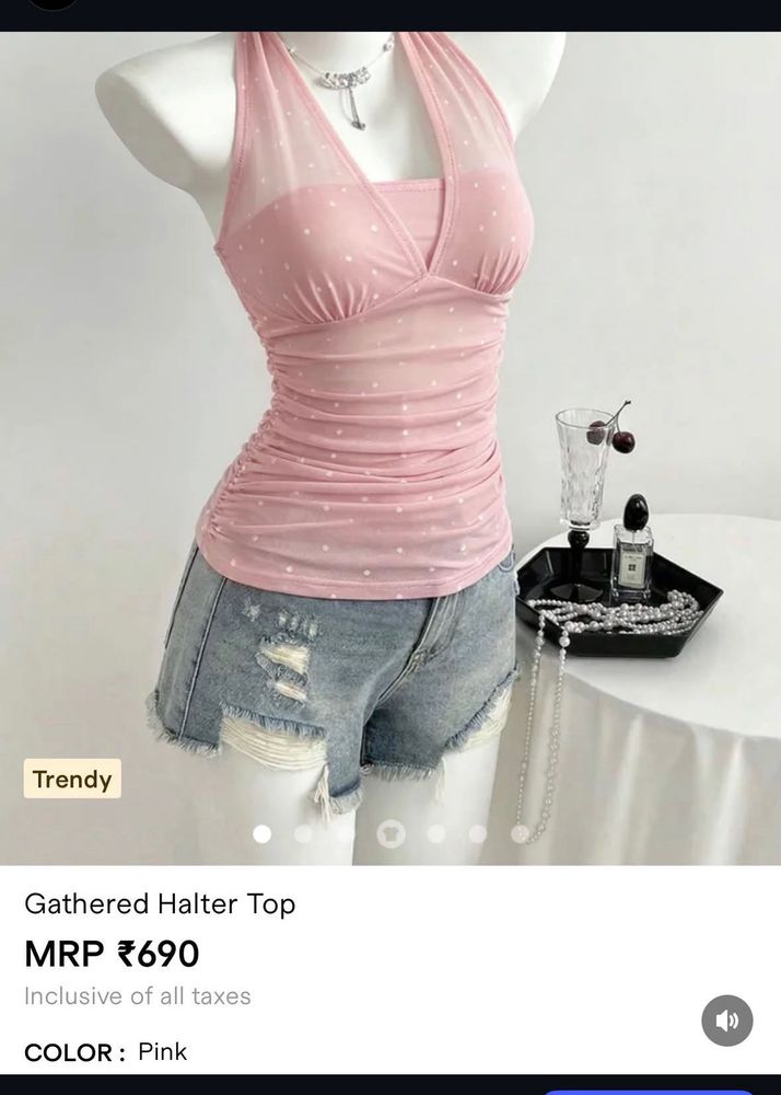 Sparkly Tie Up Halter Neck Top