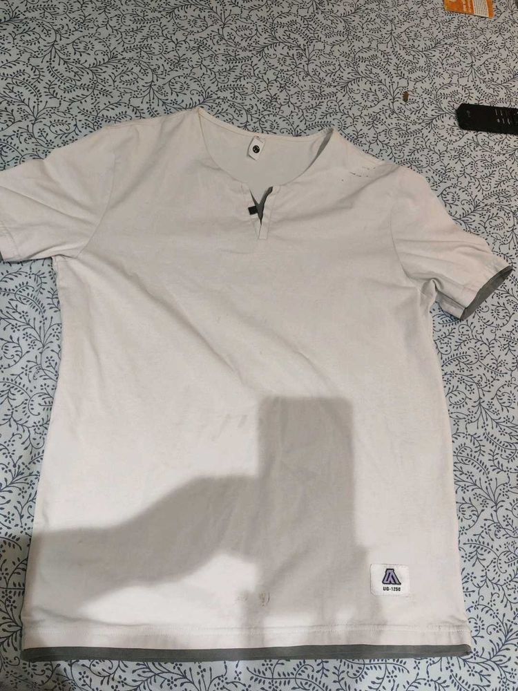 Men's White Henley T-Shirt
