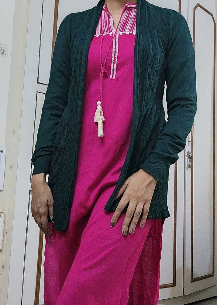 Bottle Green Mid Length Shrug