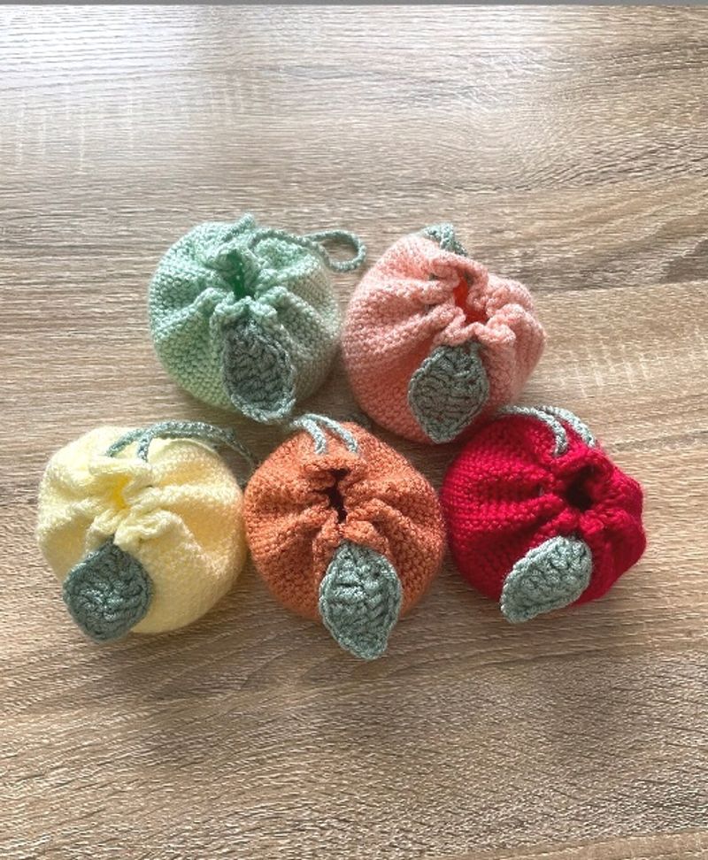 handmade crochet drawstring bag / crochet pouch