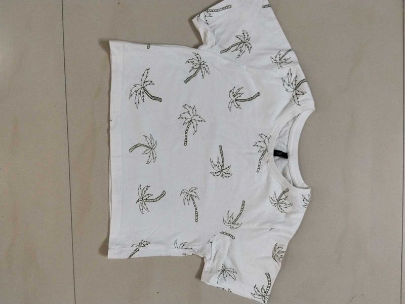 White Palm Tree Print T-Shirt