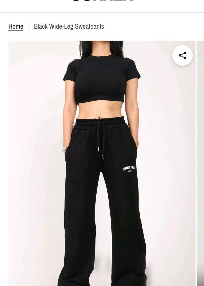 Bonkers corner Black Wide-Leg Sweatpants