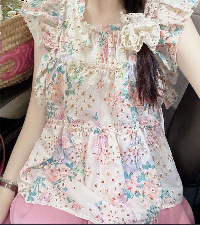 multicolour flower Korean pretty top