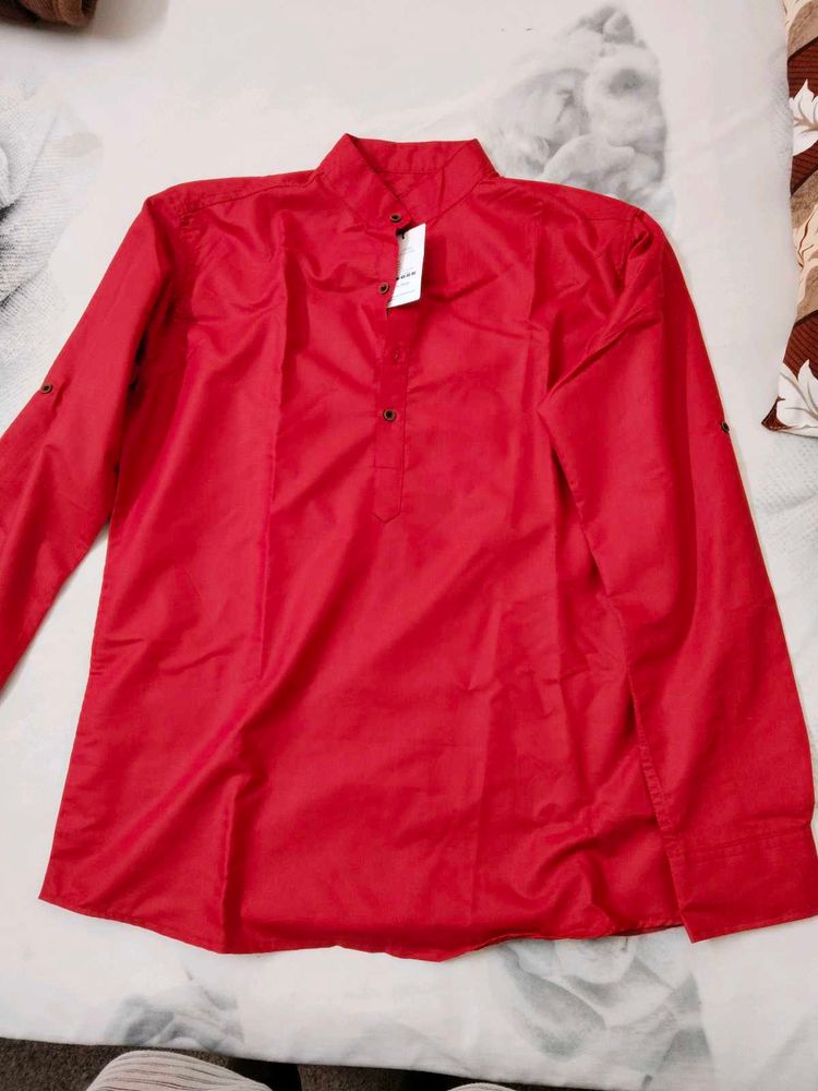 Men's Red Kurta Shirt