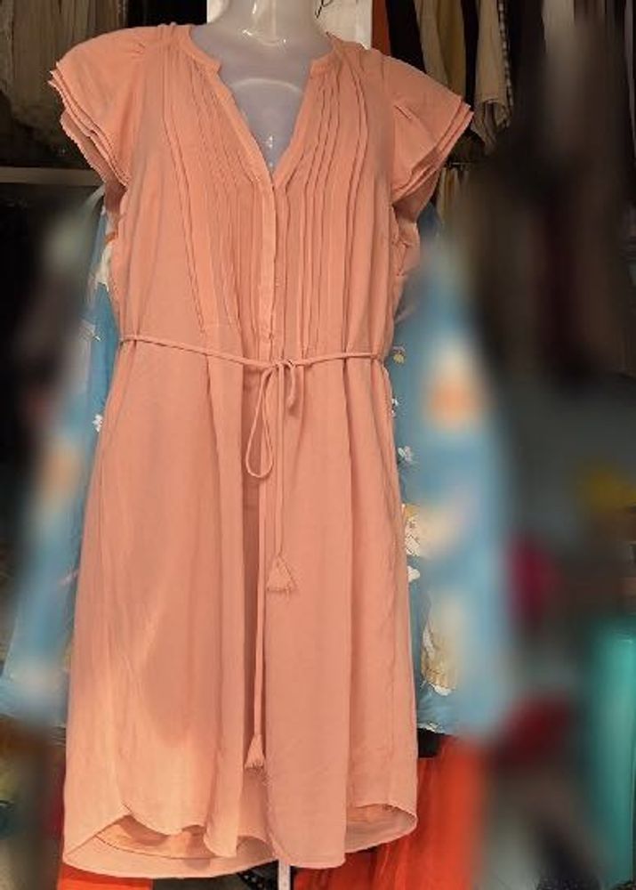 Chic Peach Flowy Midi Dress