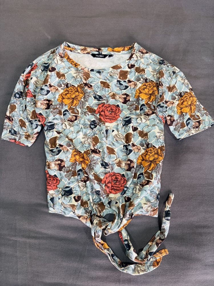 Floral Tie-Front Top