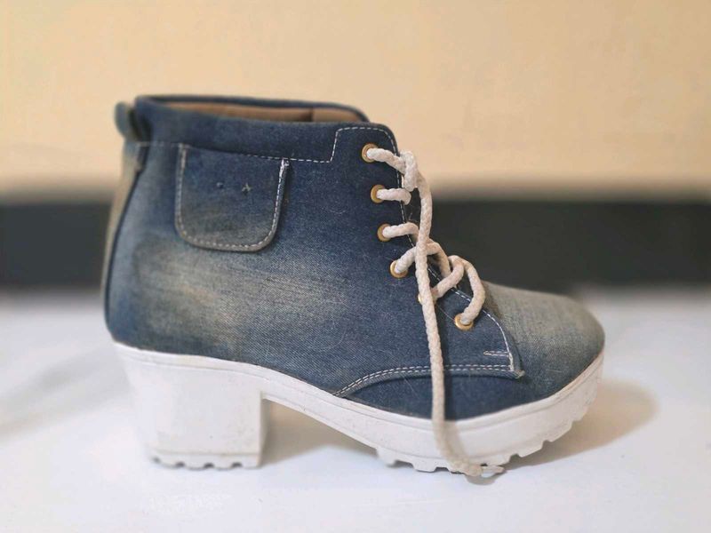 Denim Lace-Up Casual Shoes