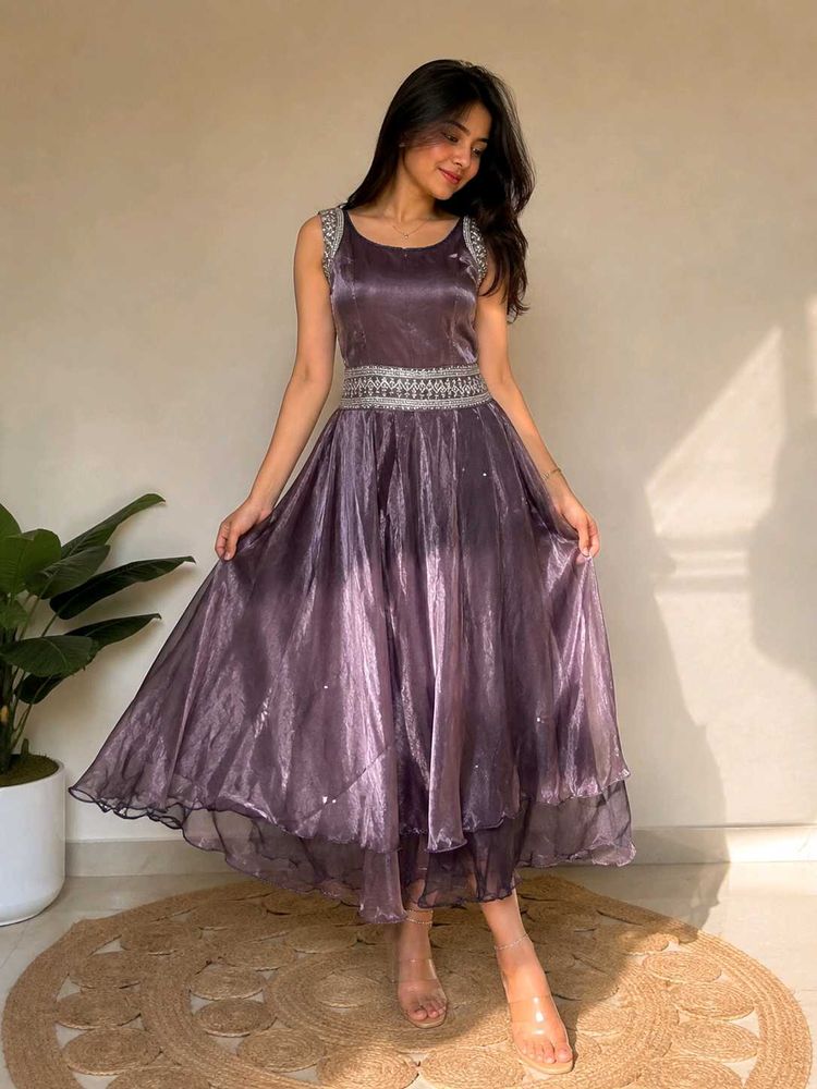 Elegant Purple Embellished Gown