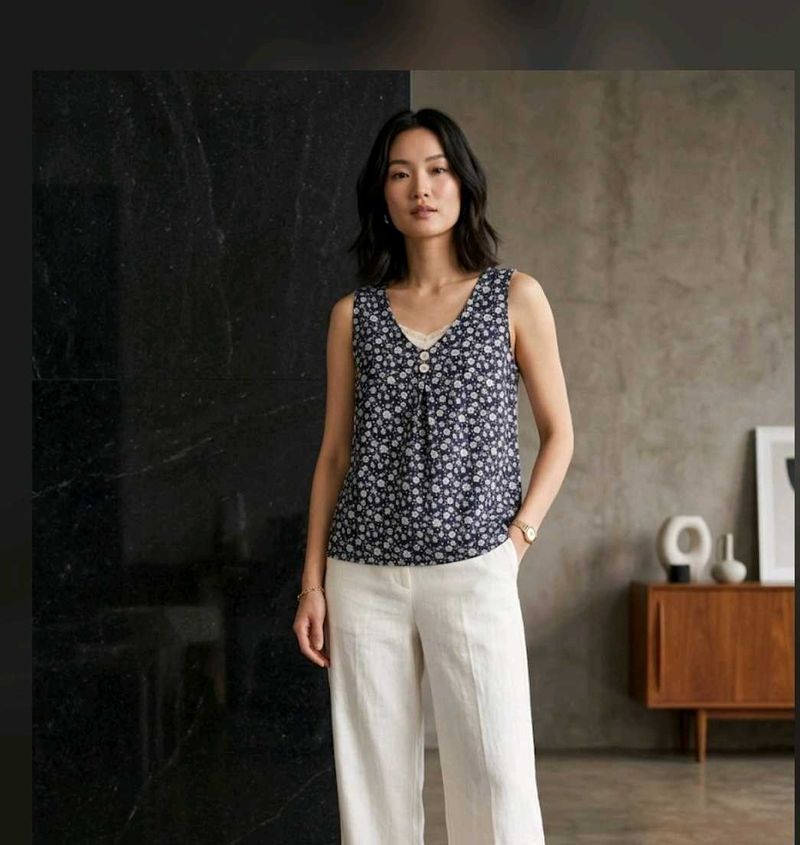 Floral Print Sleeveless Top