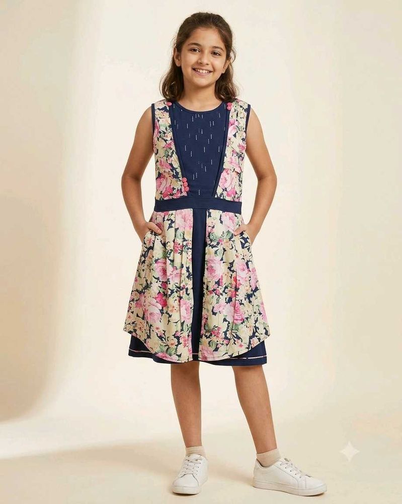 Floral Print Sleeveless Dress for Girls