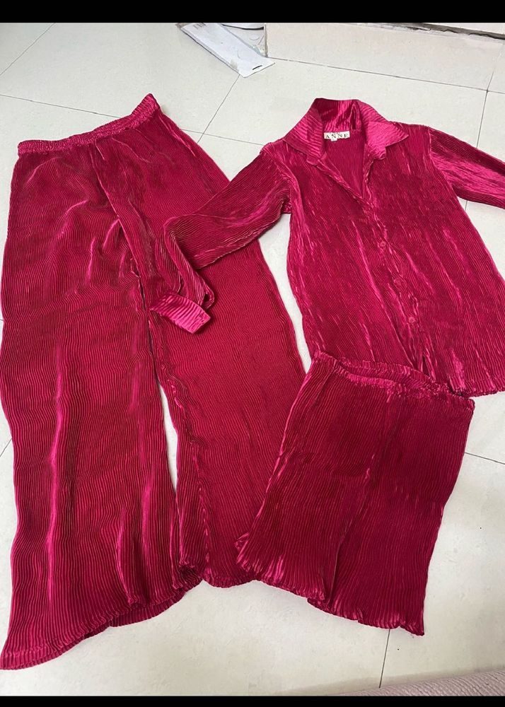 Chic Velvet Pleated Co-ord Set