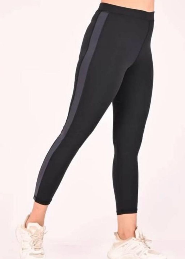Gym Black Leggings with Side Stripe