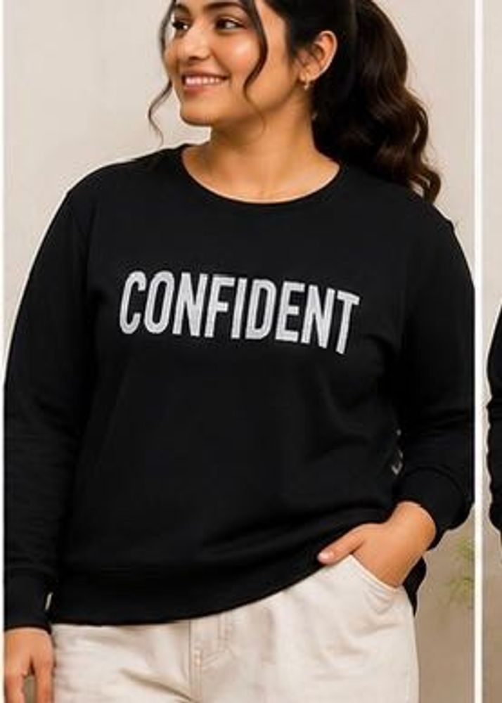 Confident Black Sweatshirt-TRENDS