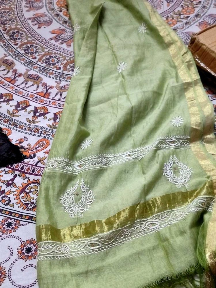 Elegant Light Green Embroidered dupatta