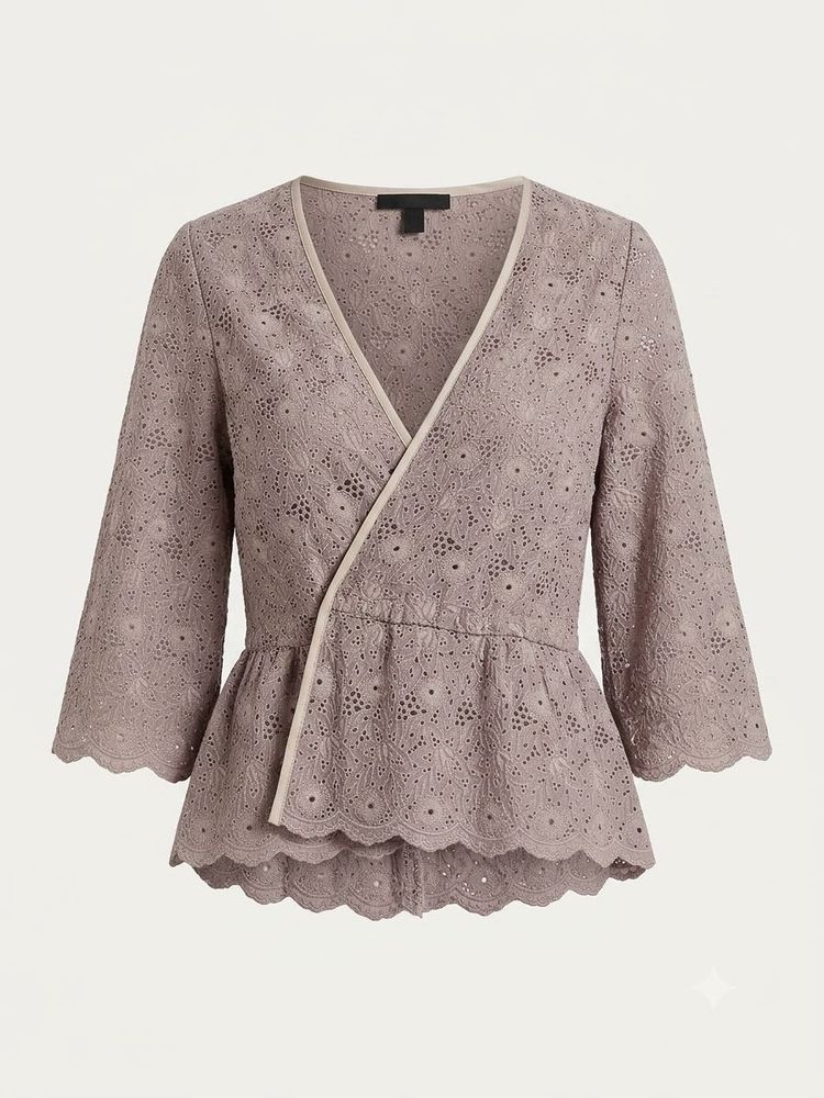 Chic Lace Wrap Peplum Top