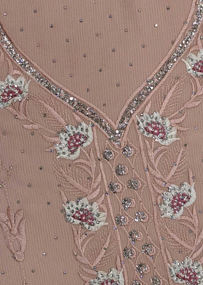 Soft Peach Cotton Semi-Stitched Suit